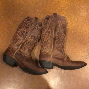 JUSTIN STAMPEDE WOMEN'S MCKAYLA TAN COWGIRL BOOTS - SNIP TOE size 6B